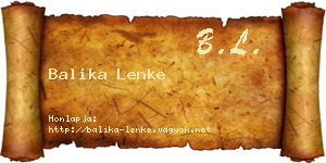 Balika Lenke névjegykártya